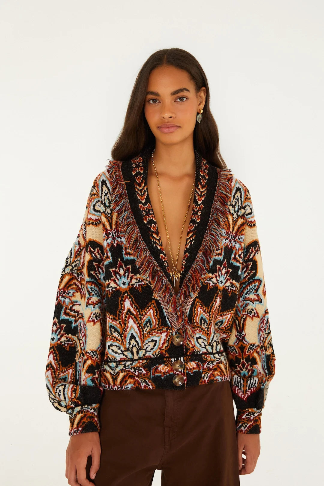 TAPESTRY DREAM CREAM KNIT FRINGE CARDIGAN