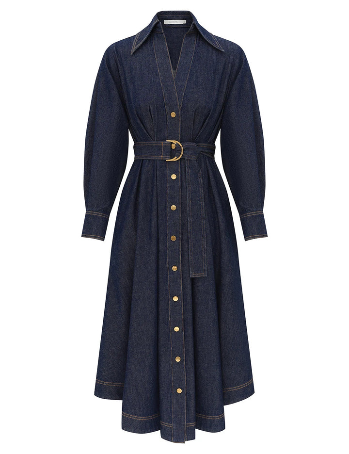 Denim Midi Shirt Dress