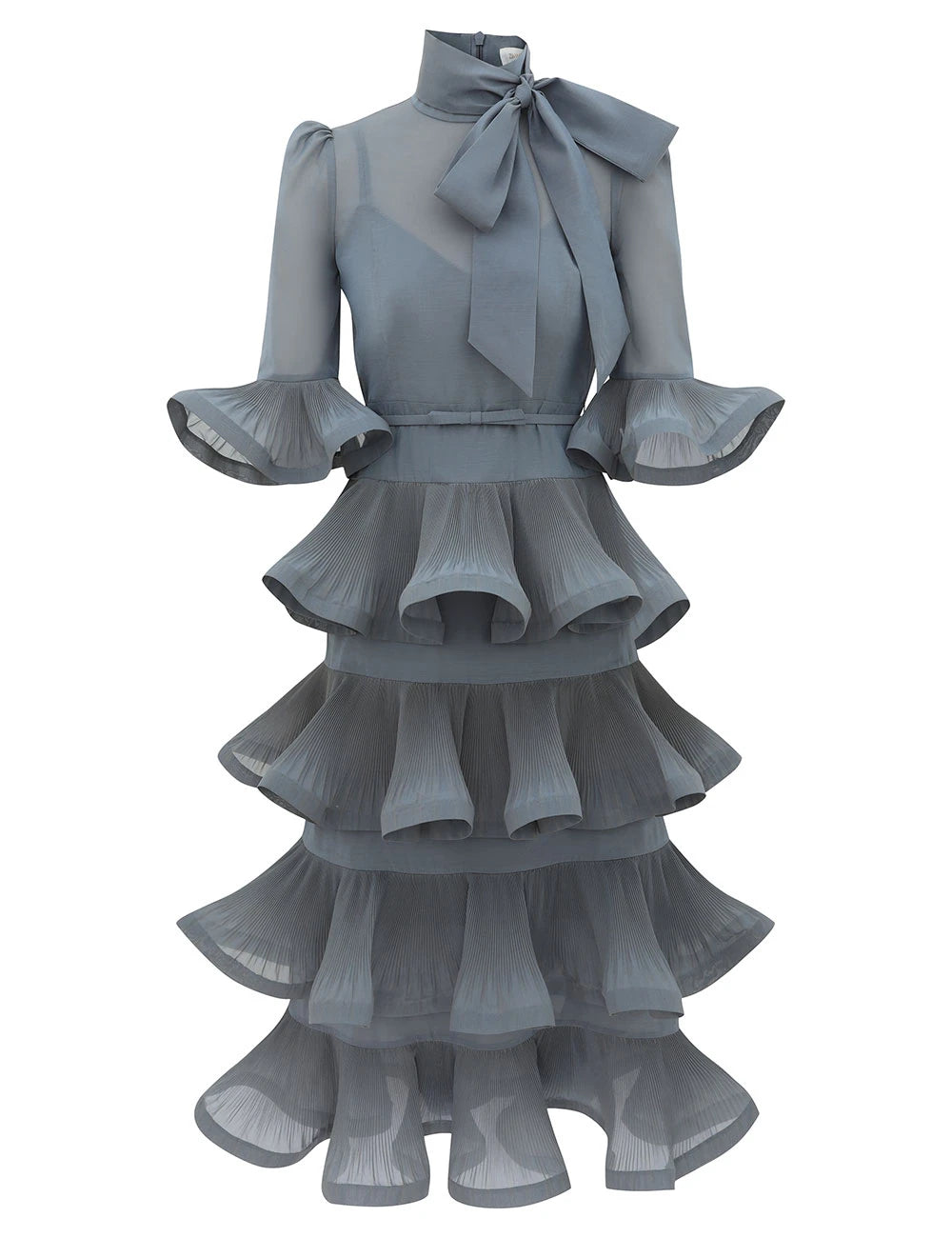 Pleated Sleeved Midi Dress