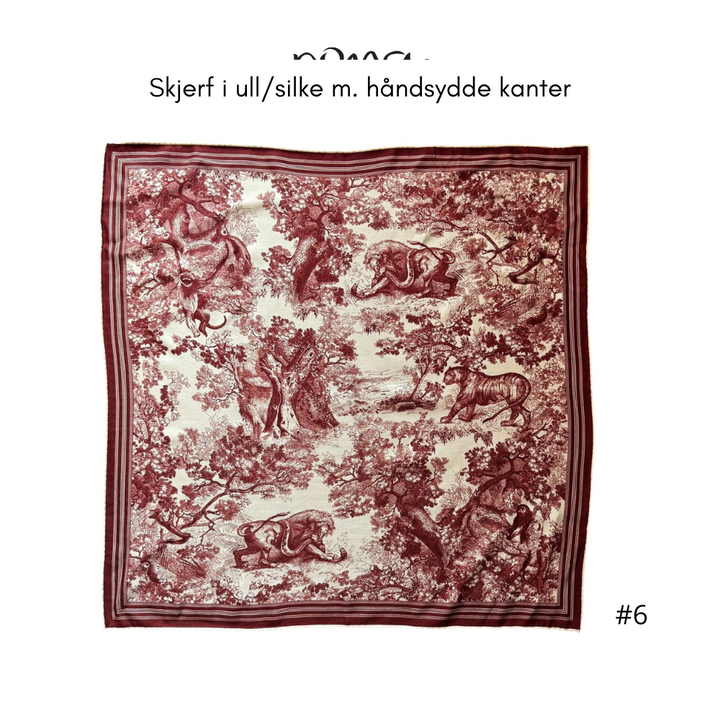 Skjerf i ull/silke m. håndsydde kanter