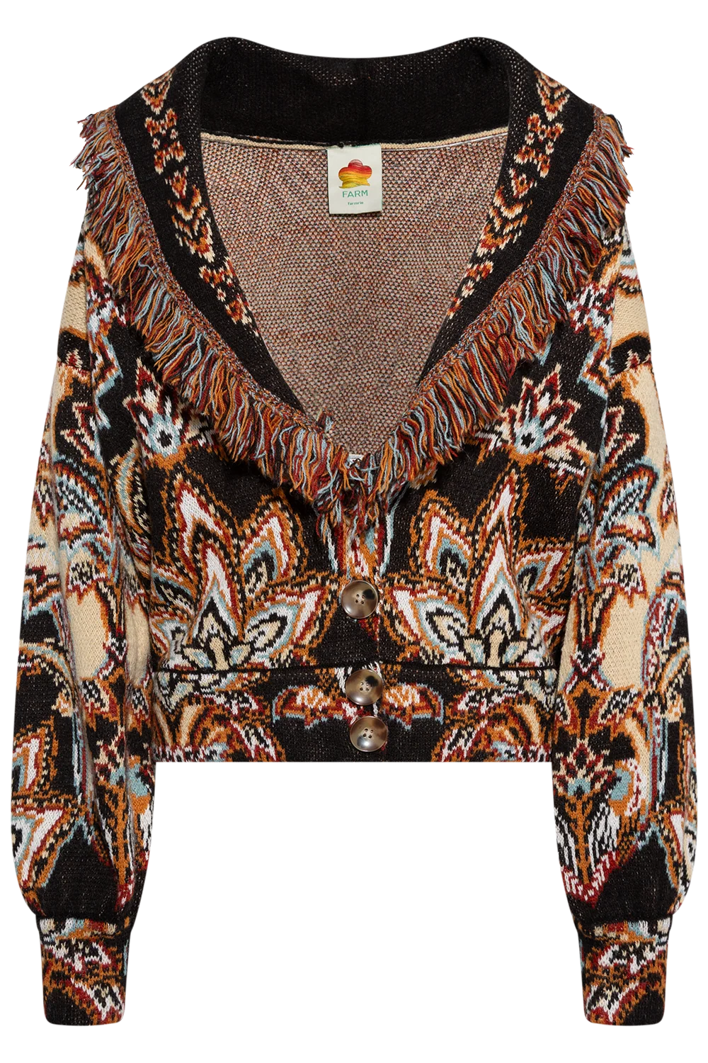 TAPESTRY DREAM CREAM KNIT FRINGE CARDIGAN