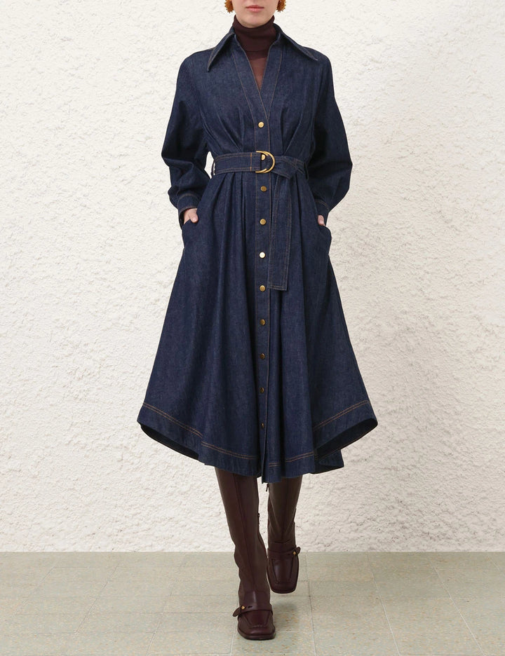 Denim Midi Shirt Dress