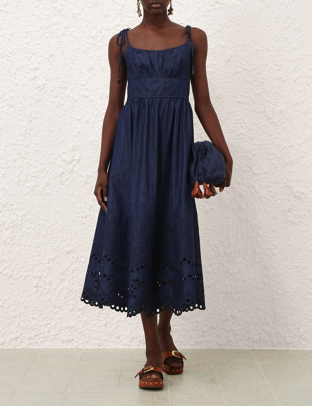 Mahon Broderie Denim Midi
