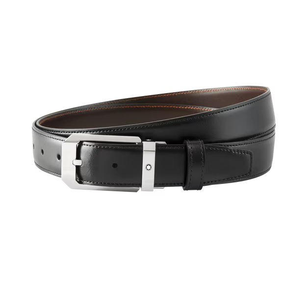 Leather Belt Shiny Stainless Steel