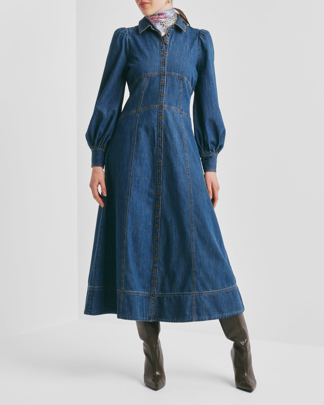 Denim Button-Down Dress