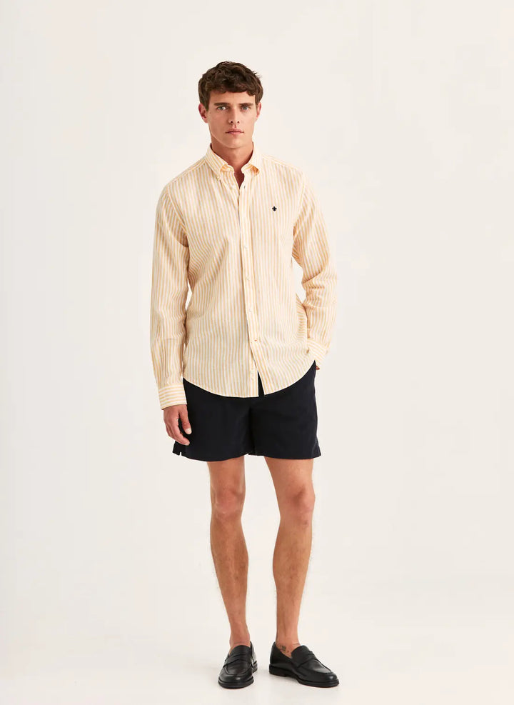 Douglas Linen Stripe Shirt-Classic Fit