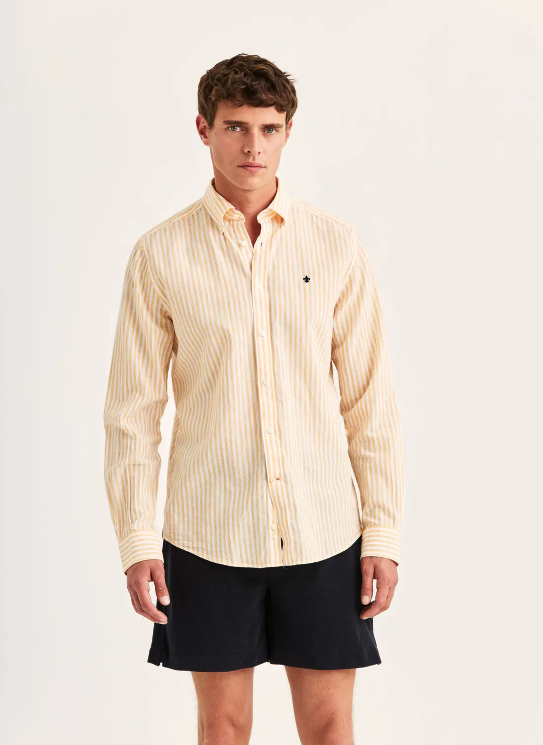 Douglas Linen Stripe Shirt-Classic Fit