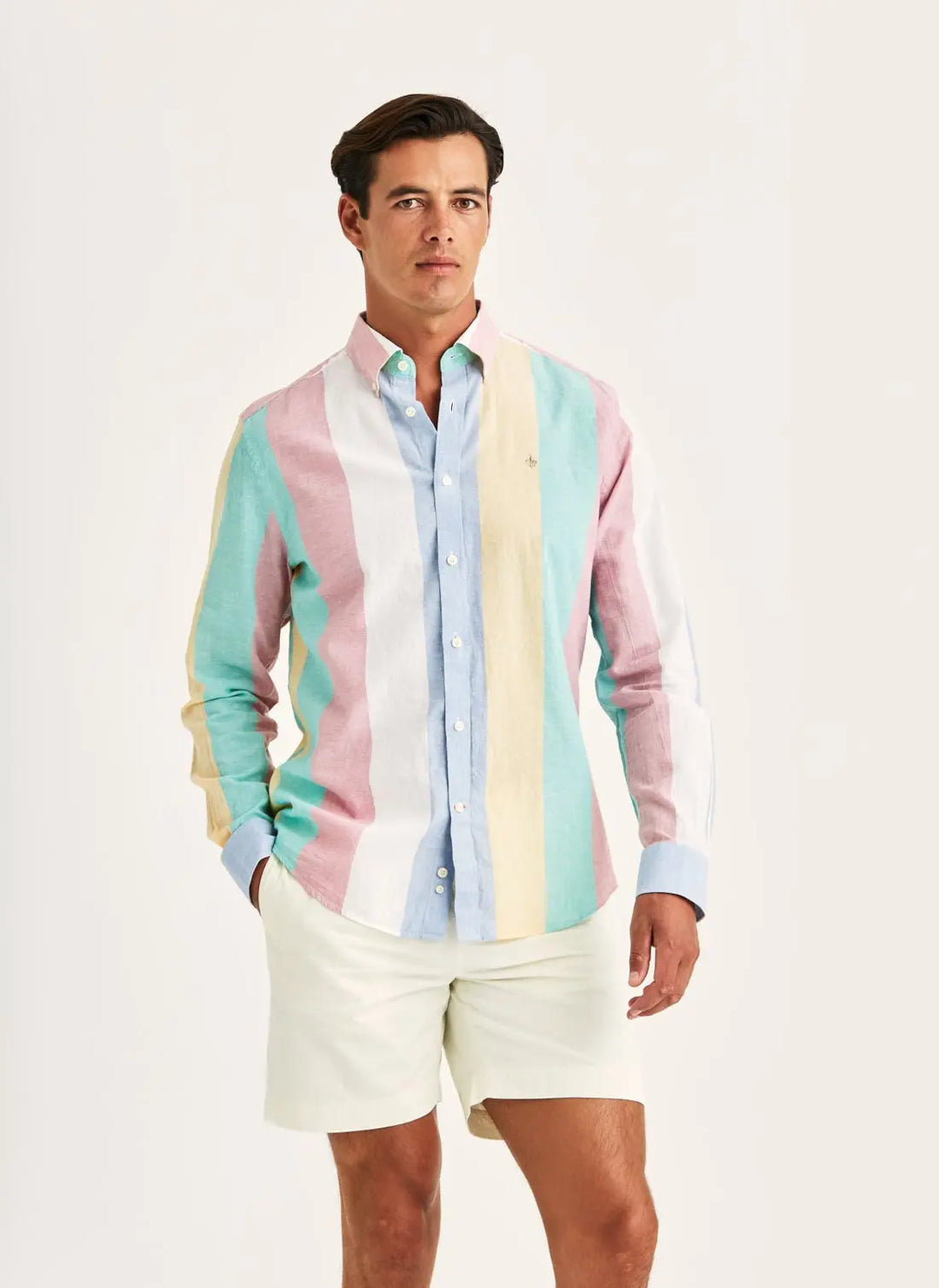 Happy Linen Stripe Shirt-Classic Fit