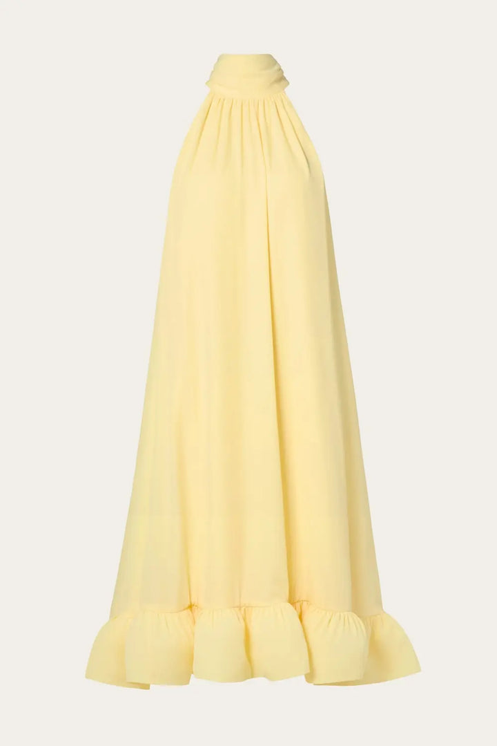 Sabrina Halterneck Ruffled Midi Dress