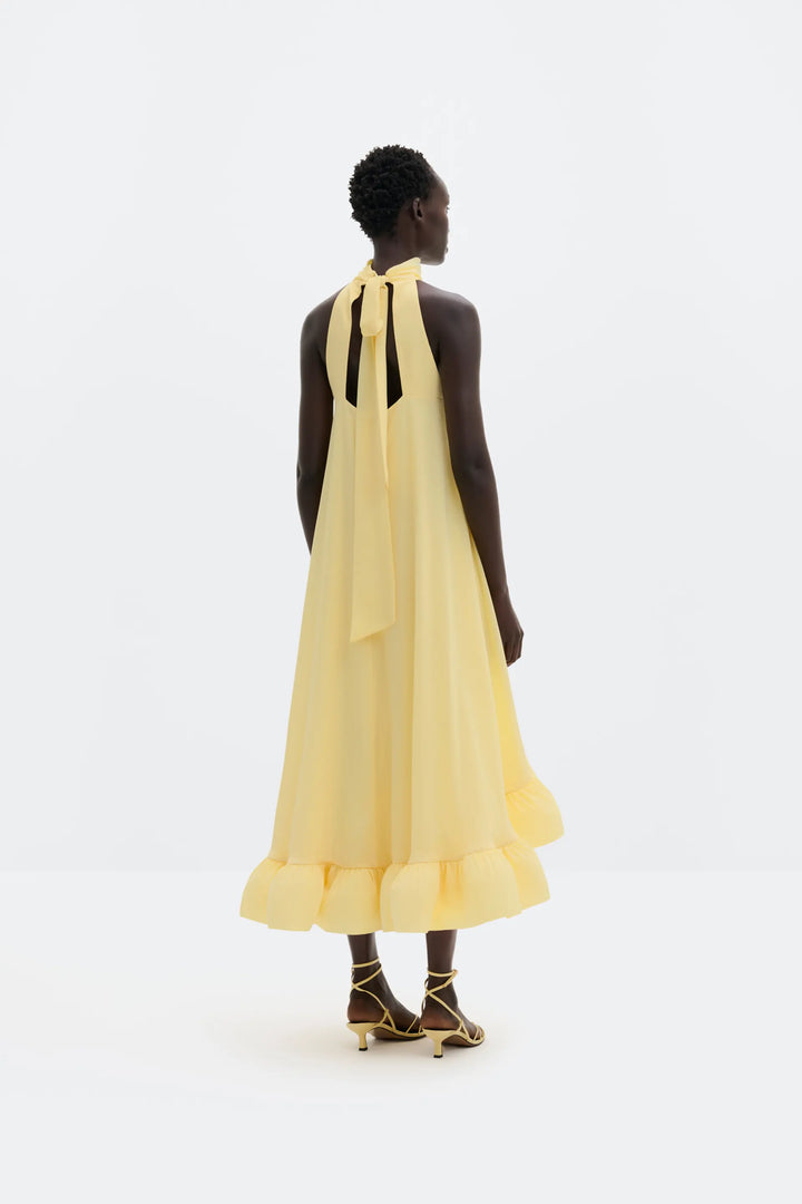 Sabrina Halterneck Ruffled Midi Dress