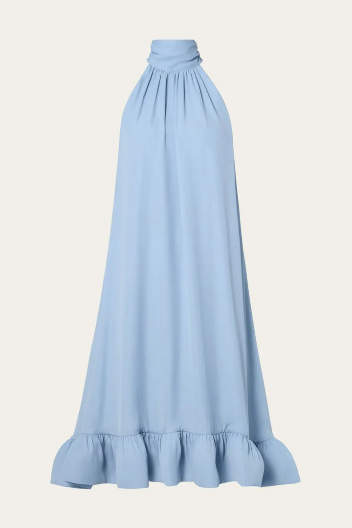 Sabrina Halterneck Ruffled Midi Dress