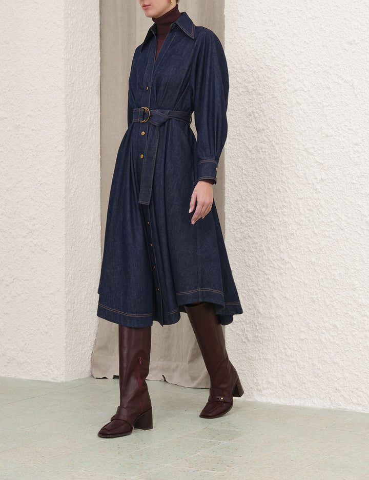 Denim Midi Shirt Dress