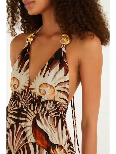 AMMONITE MULTICOLOR KNOT SLEEVELESS MAXI DRESS
