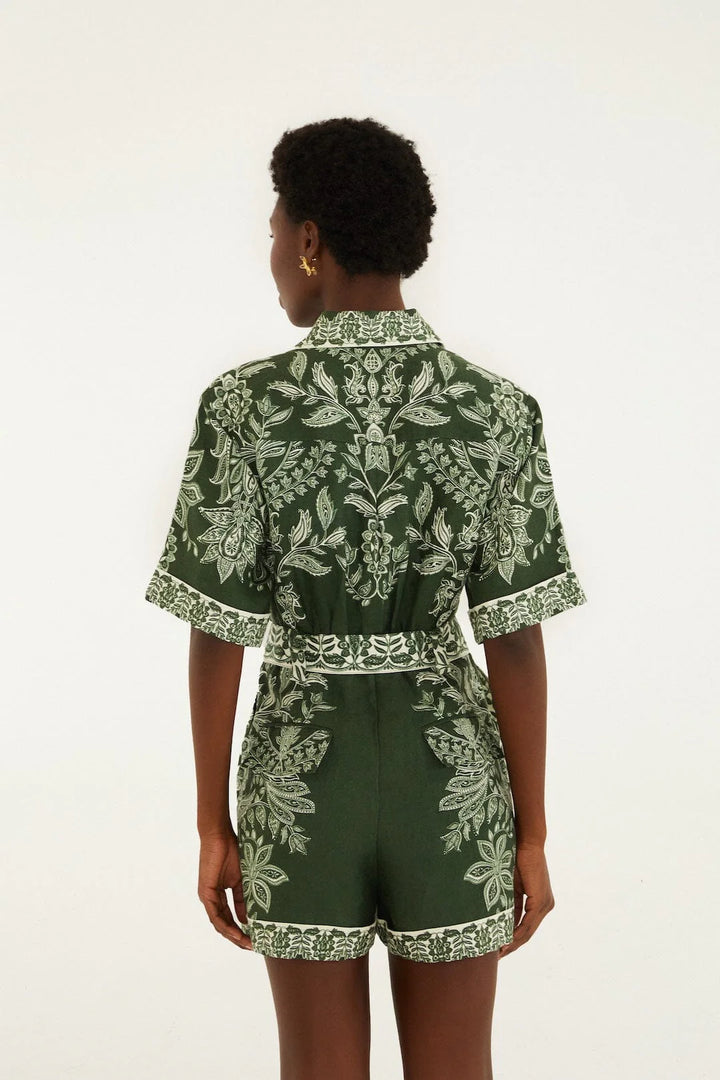 MIRANDA DARK GREEN SHORT SLEEVE ROMPER