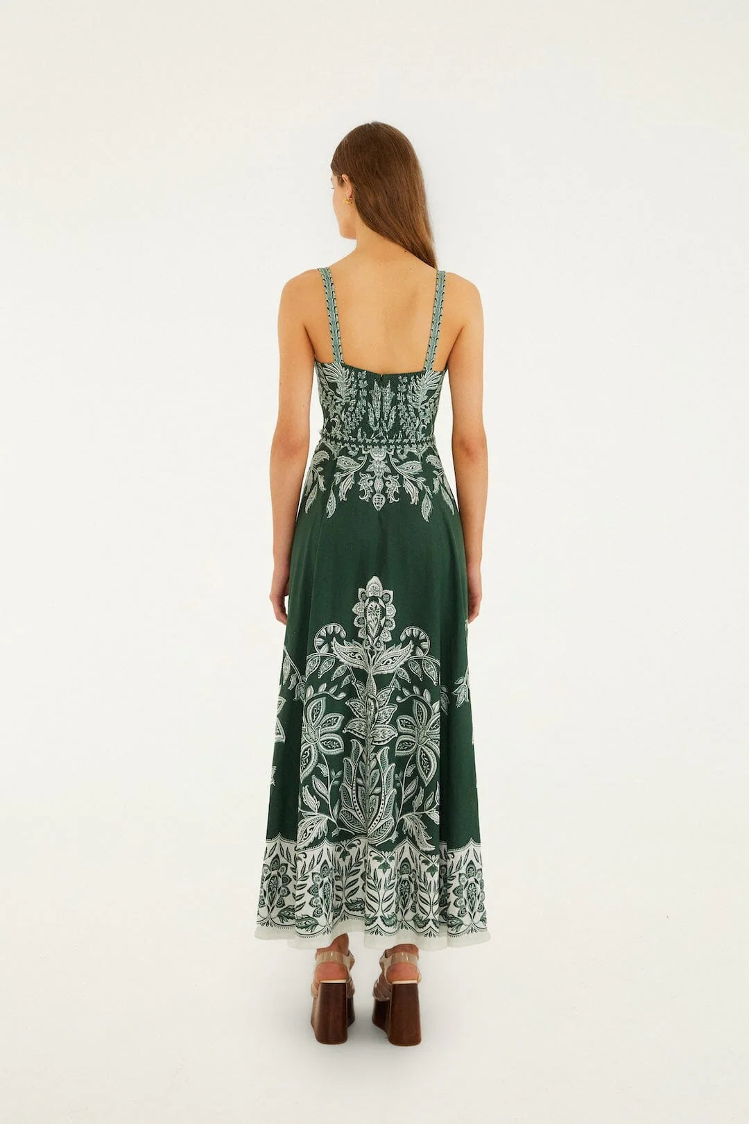 MIRANDA DARK GREEN BELT BUCKLES MAXI DRESS