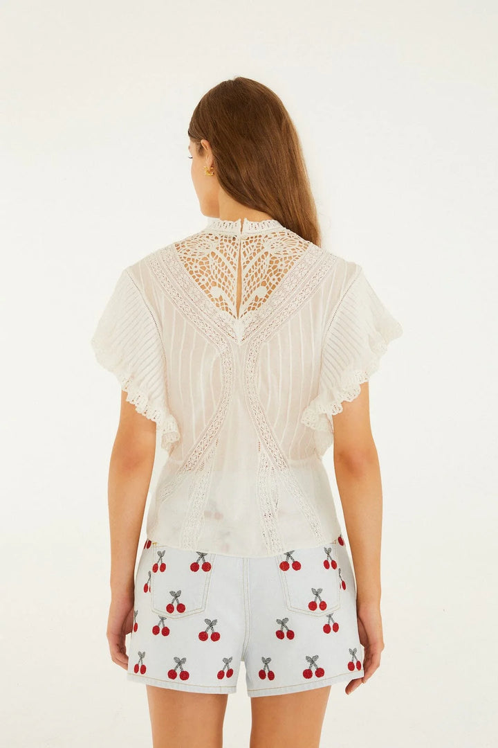 OFF-WHITE BLOUSE WITH APPLIQUES