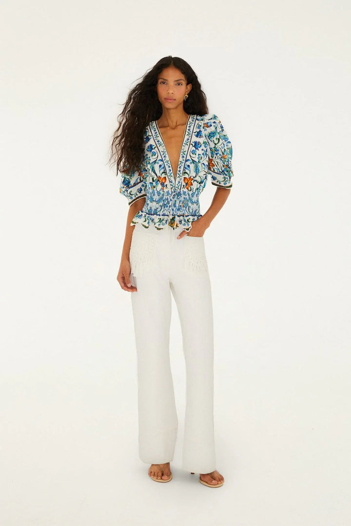 FLORA TILE OFF-WHITE BLOUSE