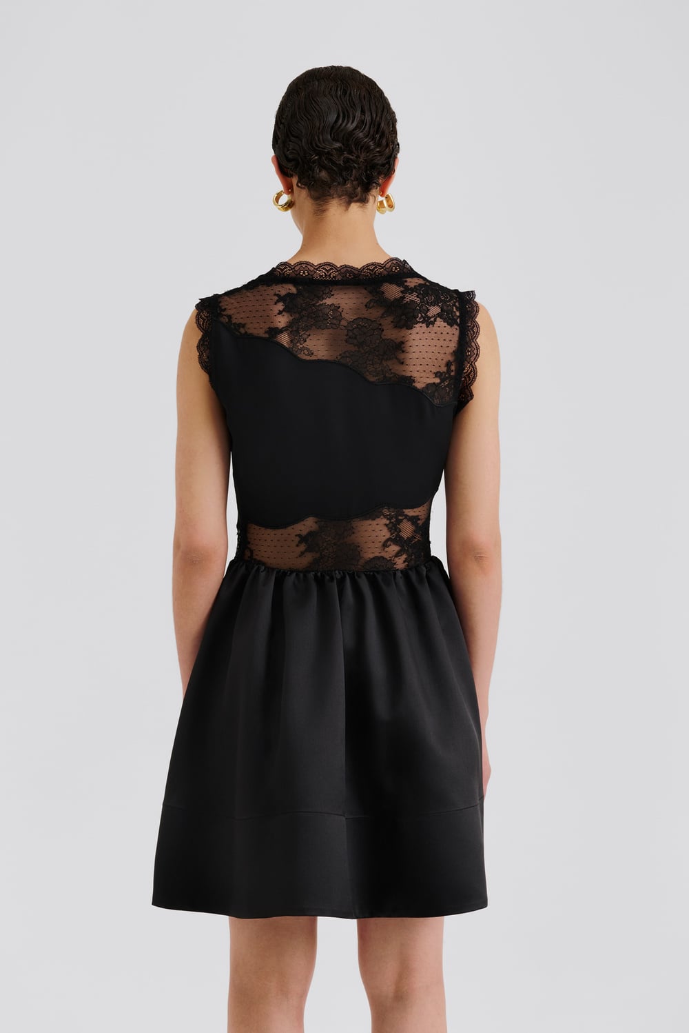 Rosy Lace Trimmed Cut Out Mini Dress