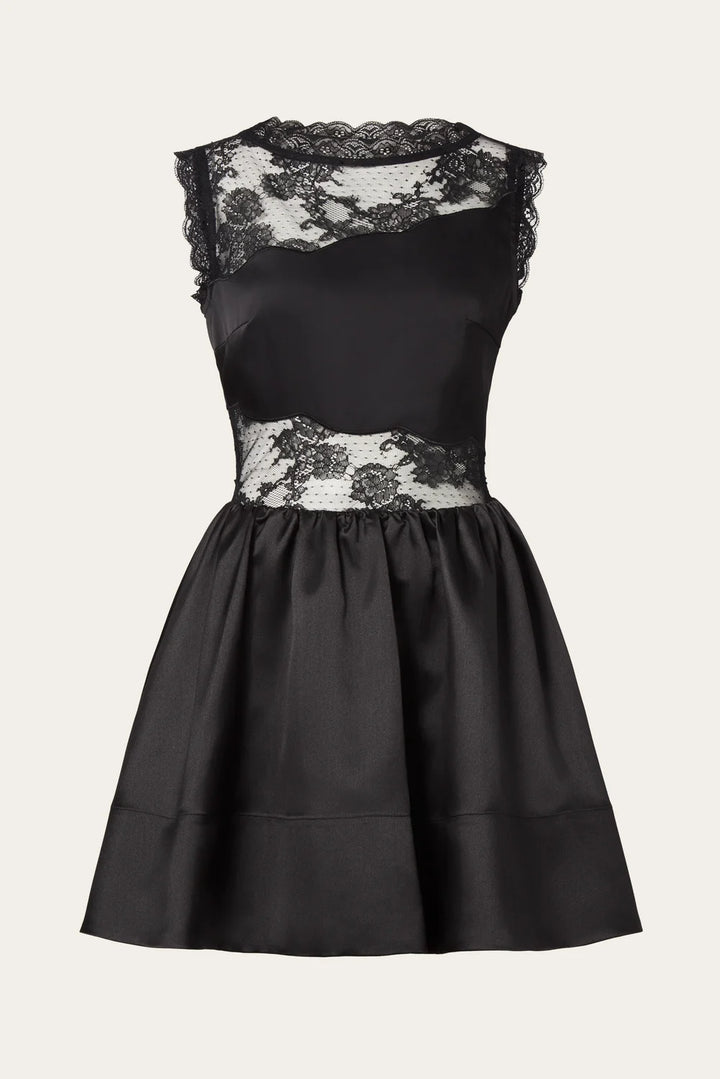 Rosy Lace Trimmed Cut Out Mini Dress