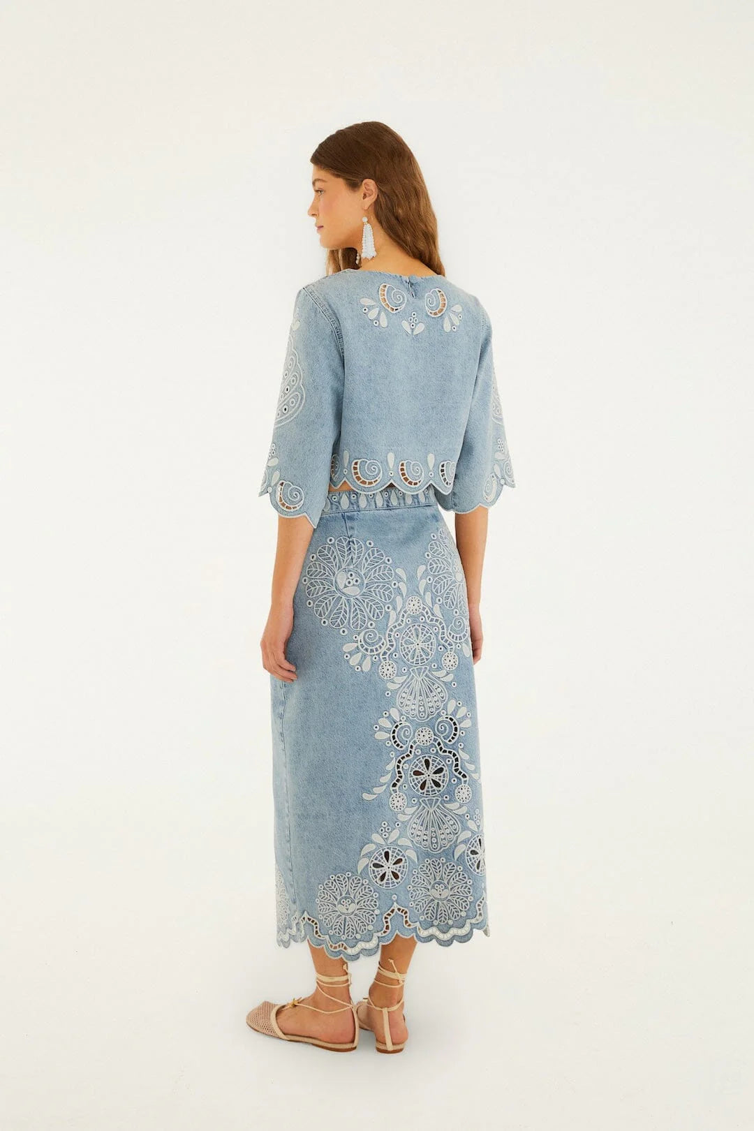 DENIM RICHELIEUX MIDI SKIRT