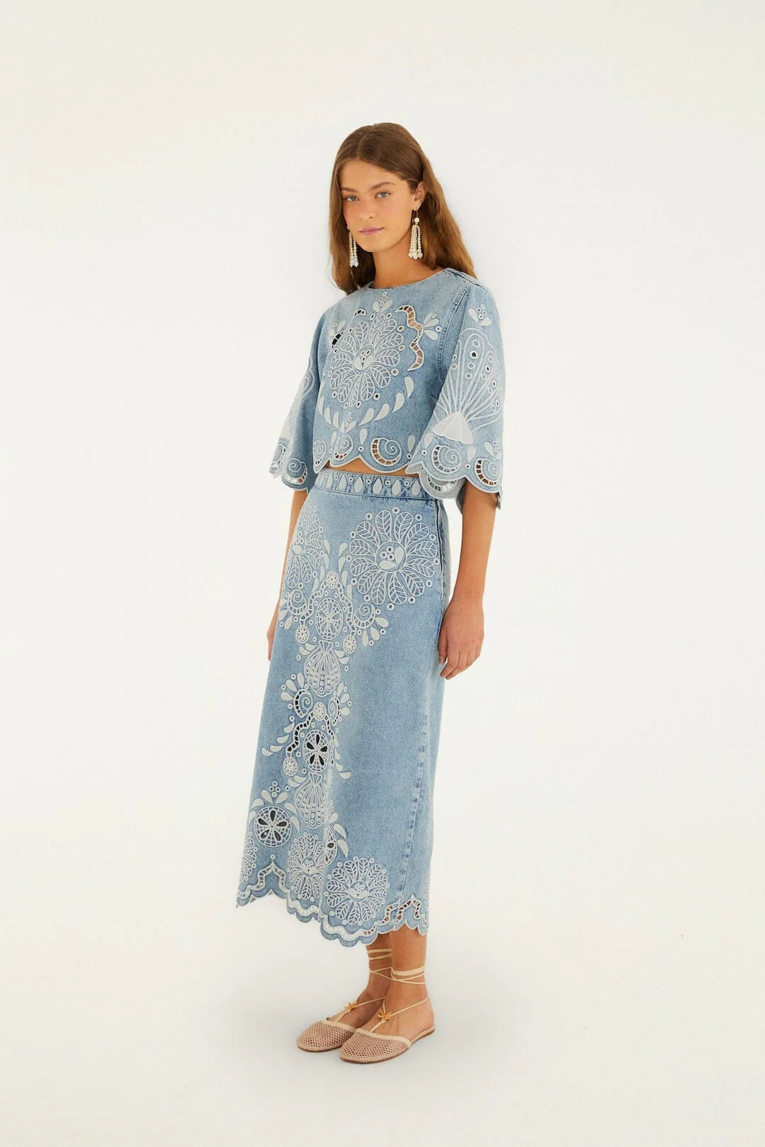DENIM RICHELIEUX MIDI SKIRT