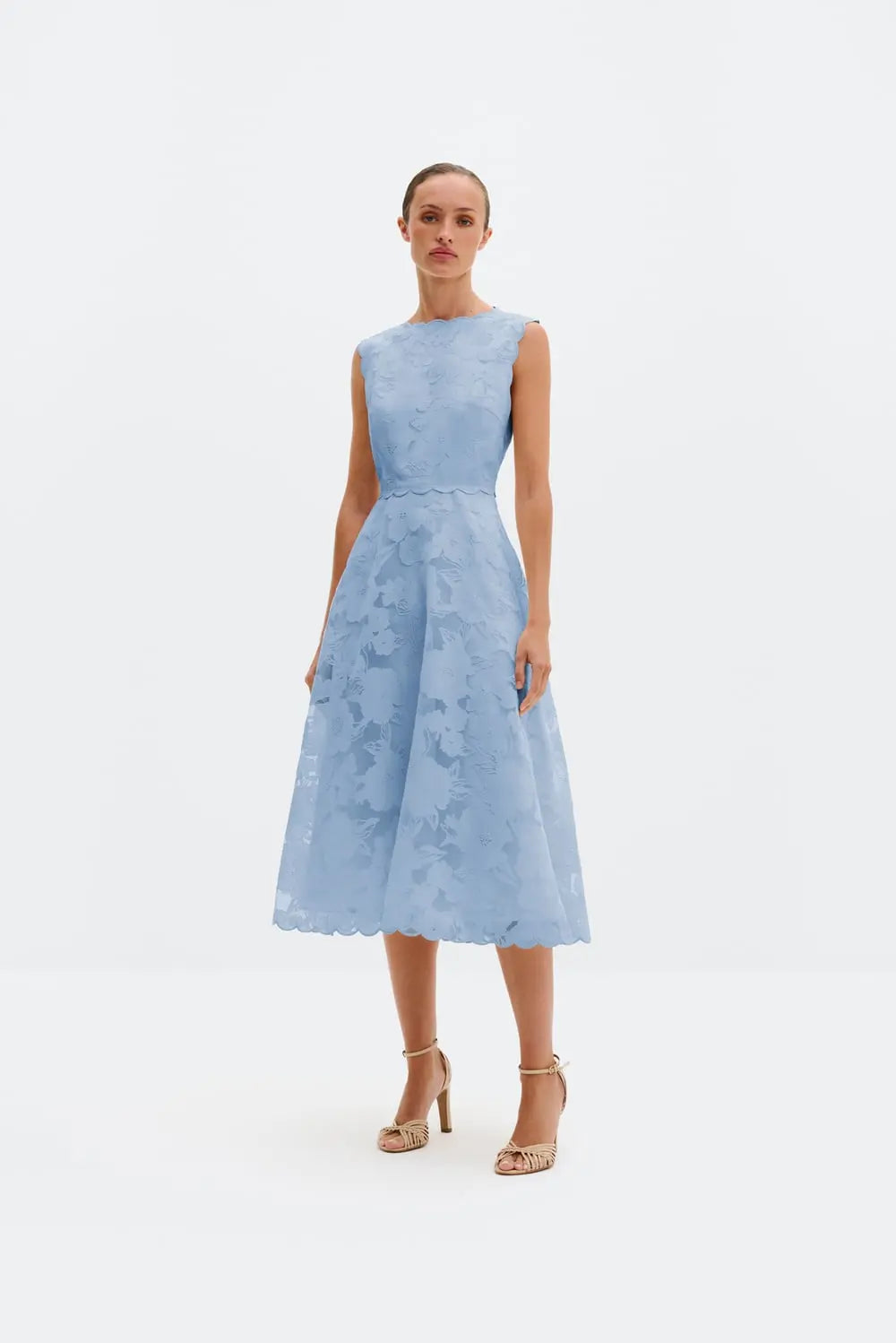 Elin Round Neck Lace Midi Dress