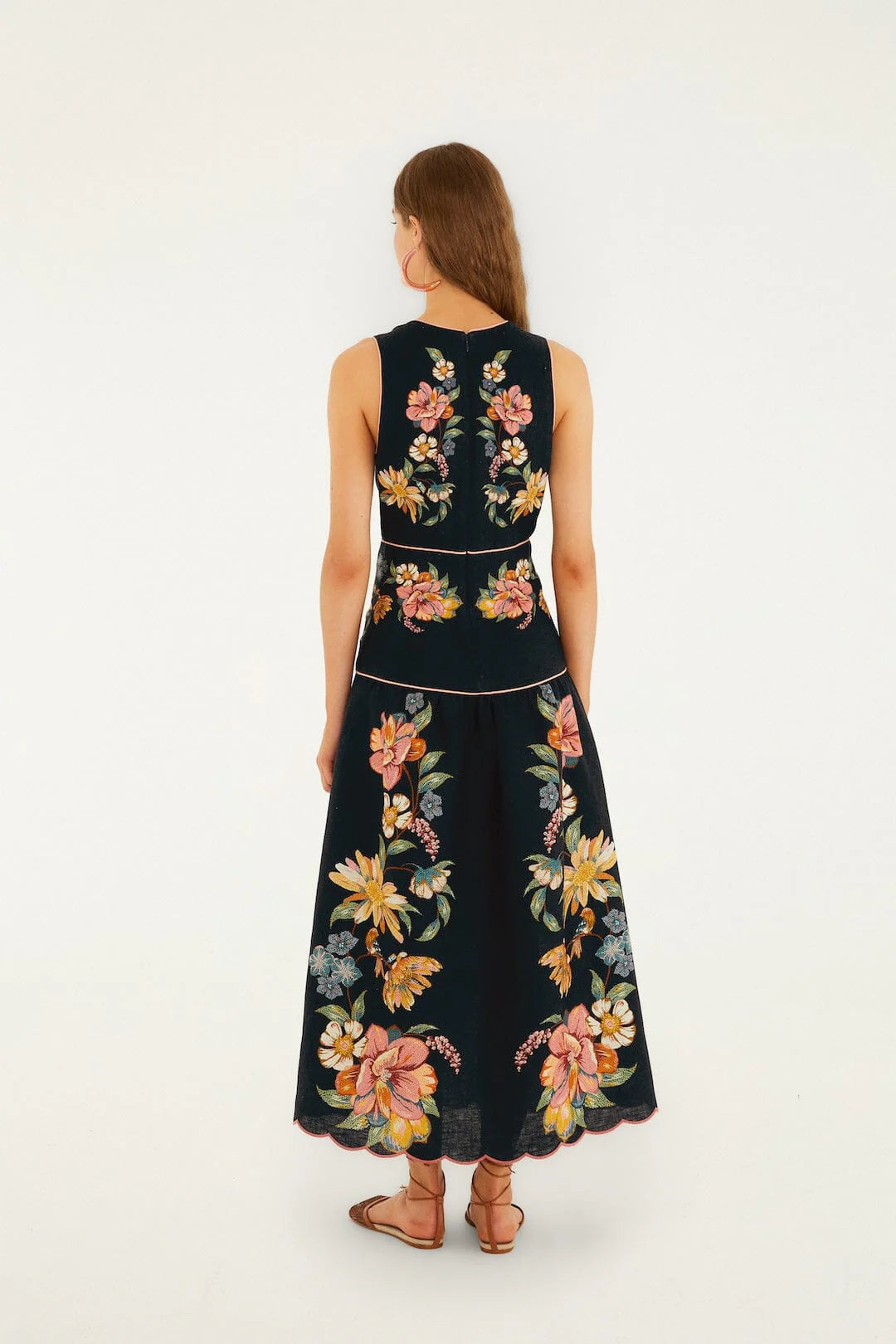 MAIRA FLORAL DARK BLUE MIDI DRESS