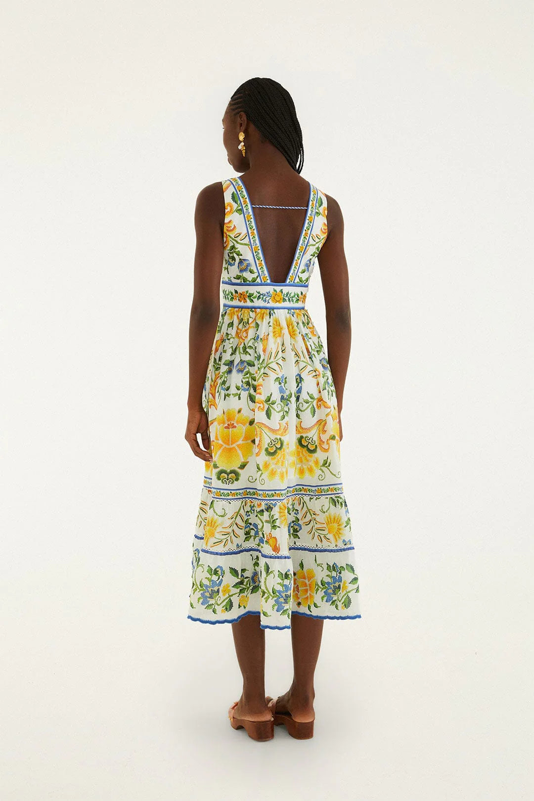 EMILY FLORAL TAPESTRY OFF-WHITE MIDI DRESS