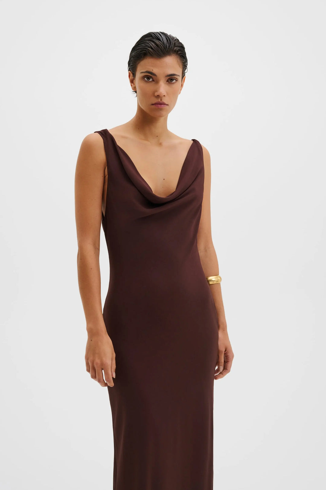 Vida Cowl Neck Scarf Maxi Dress