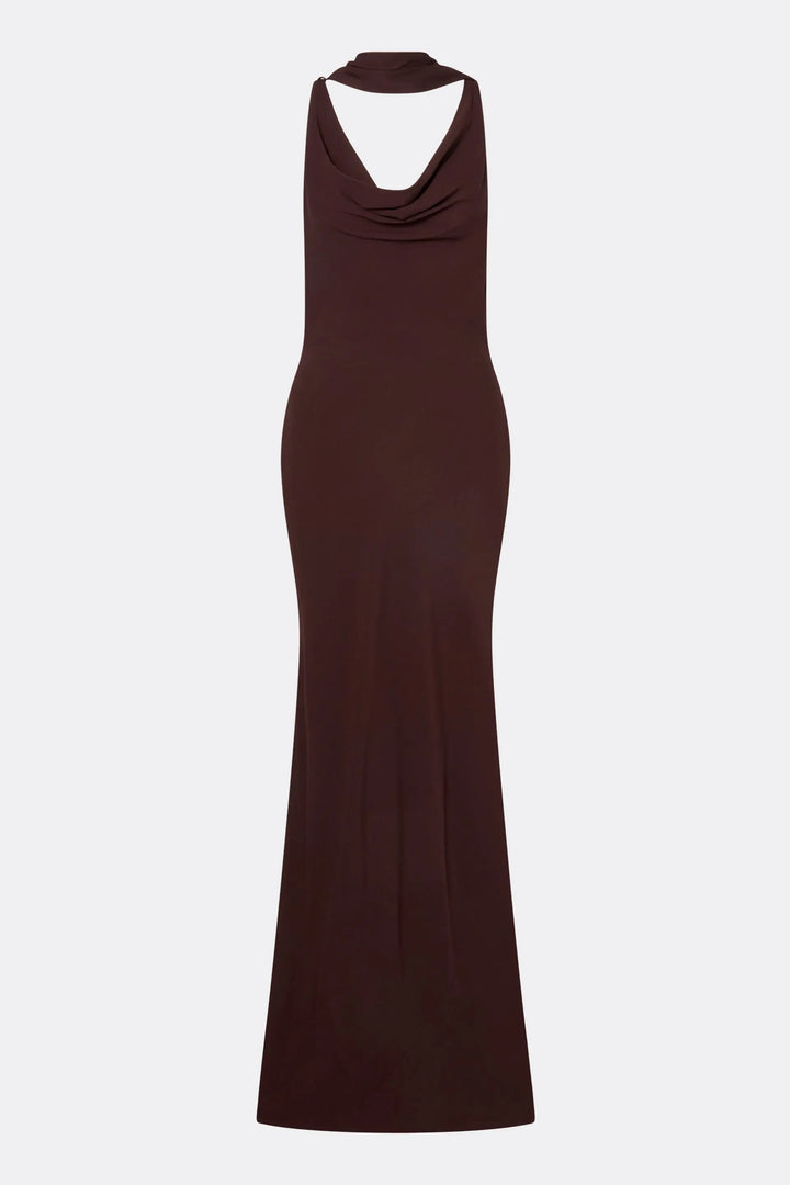 Vida Cowl Neck Scarf Maxi Dress