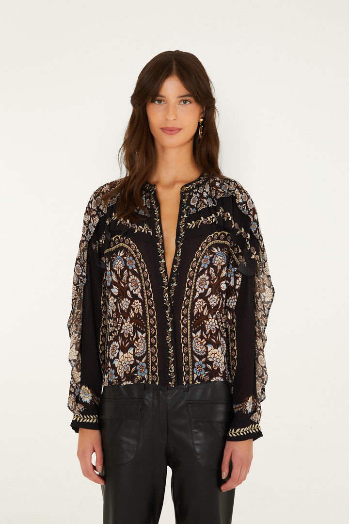 DANIELA BLACK LONG SLEEVE TOP
