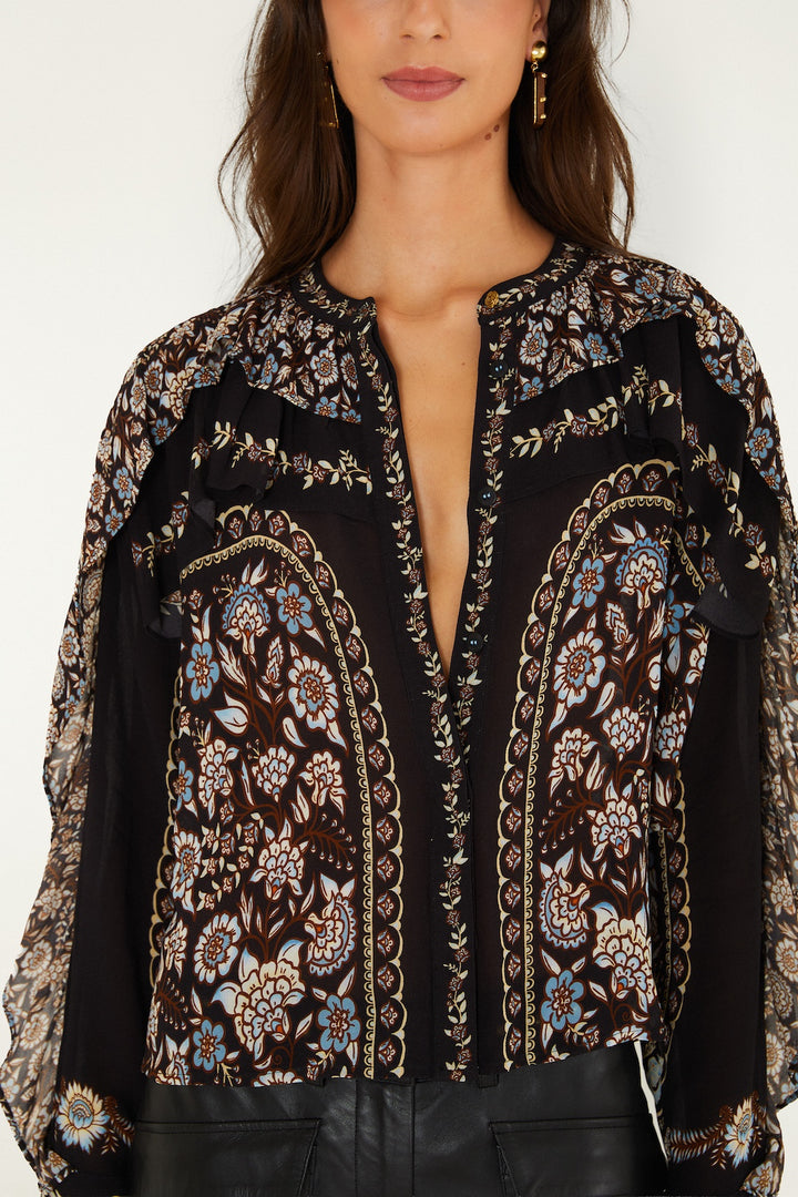 DANIELA BLACK LONG SLEEVE TOP