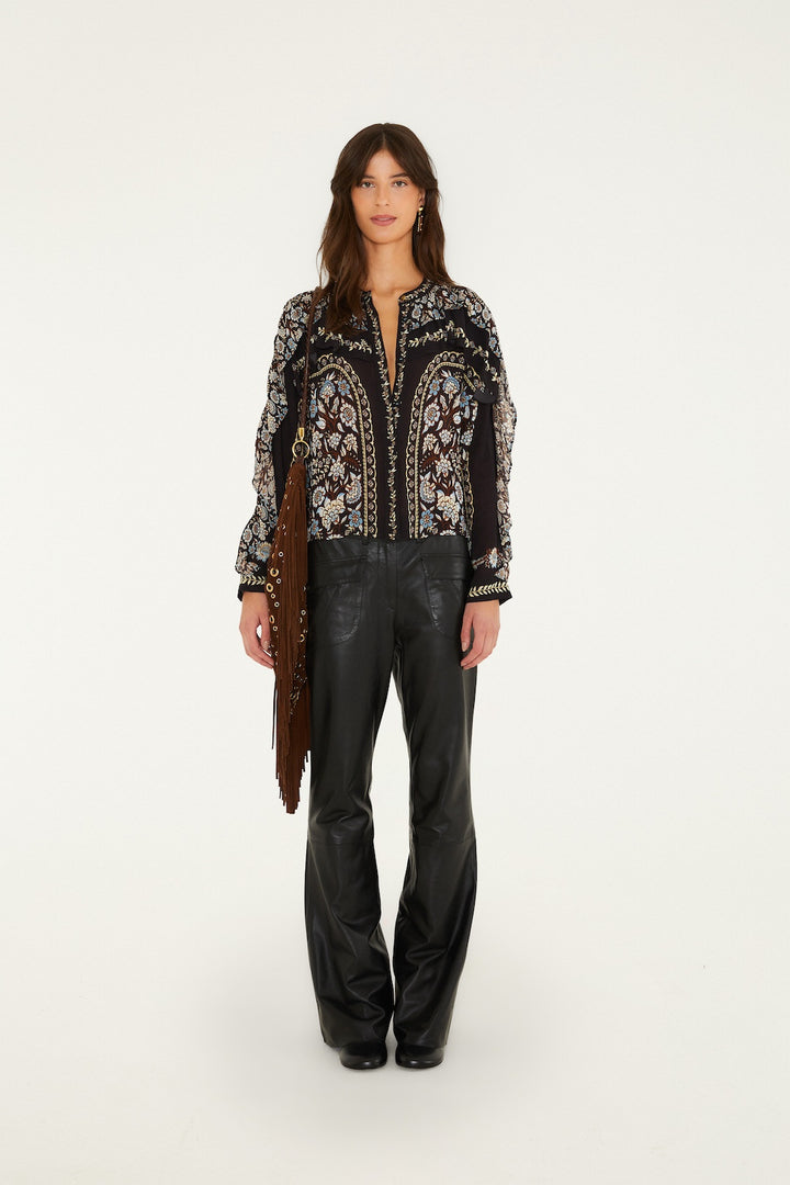 DANIELA BLACK LONG SLEEVE TOP