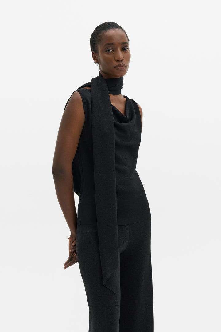 Donia Cowl Neck Scarf Detailed Top