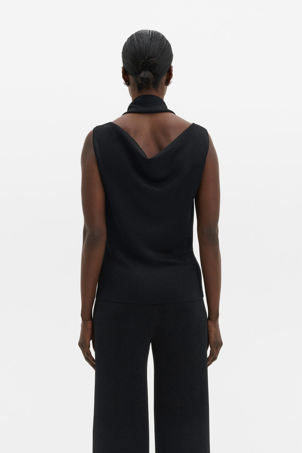 Donia Cowl Neck Scarf Detailed Top