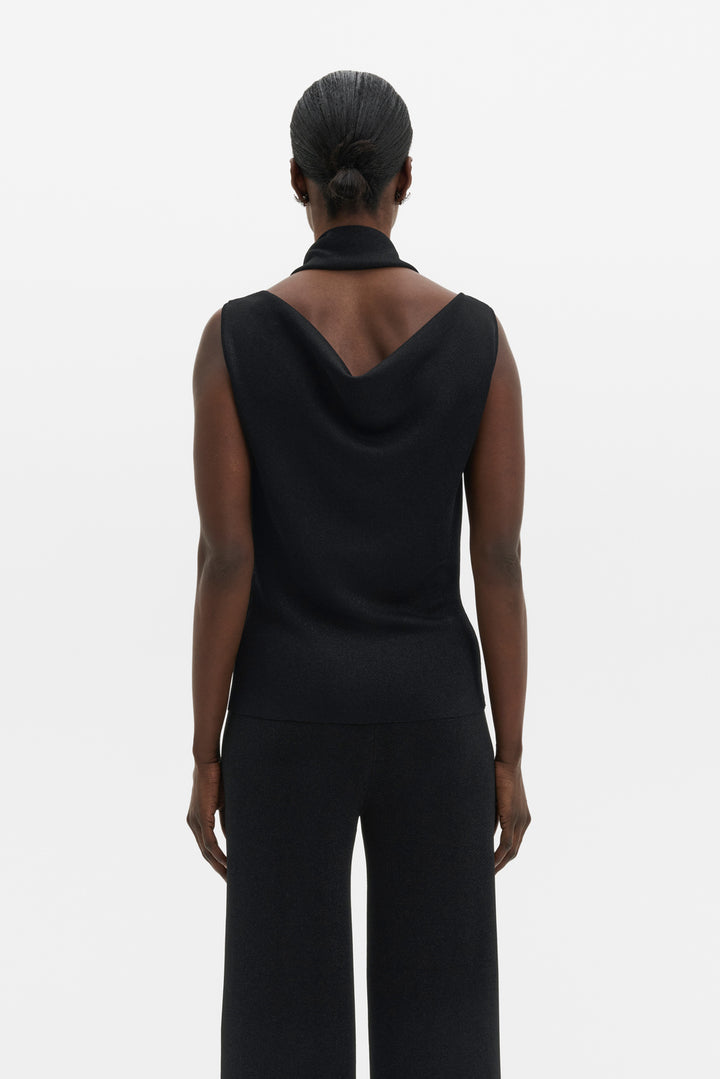 Donia Cowl Neck Scarf Detailed Top