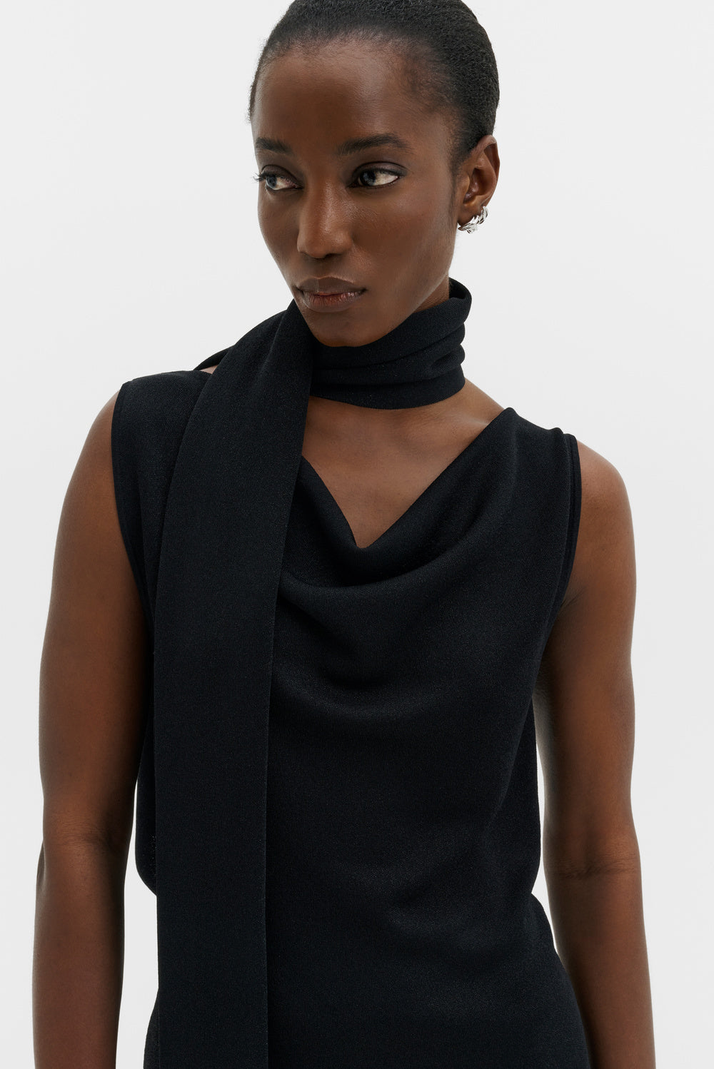 Donia Cowl Neck Scarf Detailed Top