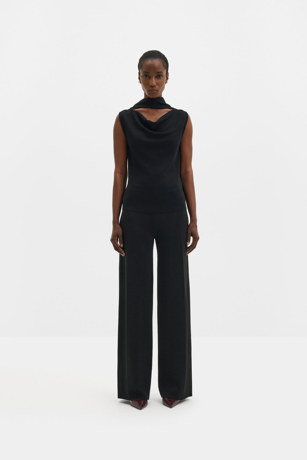 Donia Cowl Neck Scarf Detailed Top