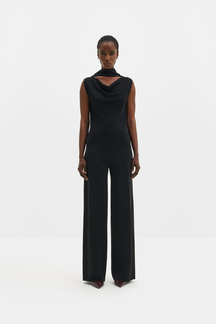 Donia Cowl Neck Scarf Detailed Top