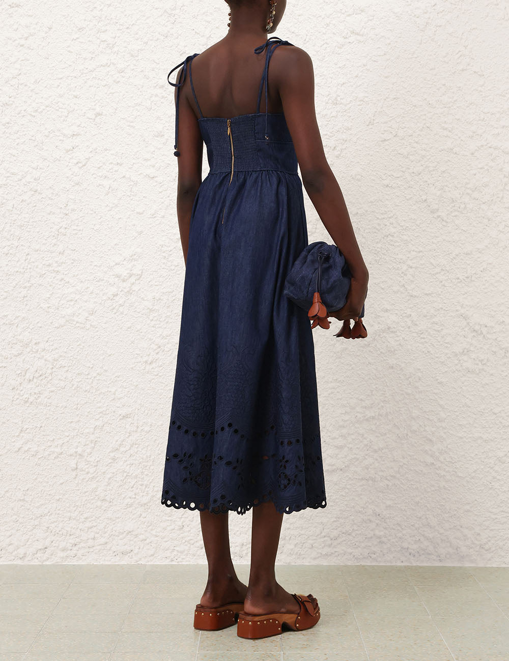 Mahon Broderie Denim Midi