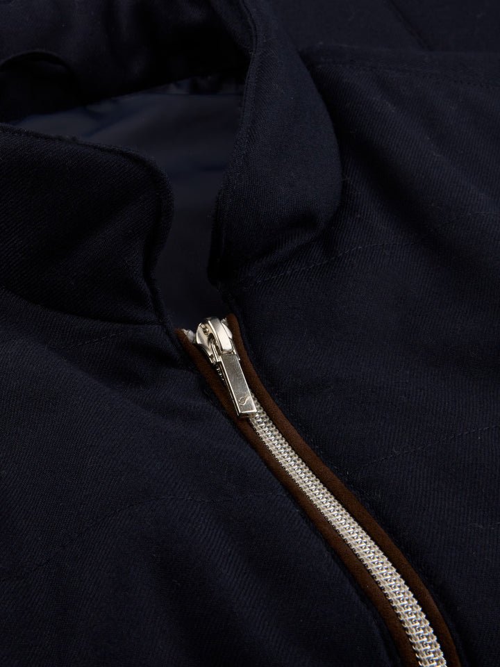 Vest Zip Alcantara Details Wool