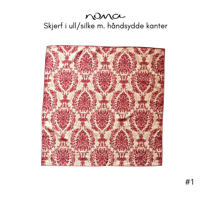 Skjerf i ull/silke m. håndsydde kanter
