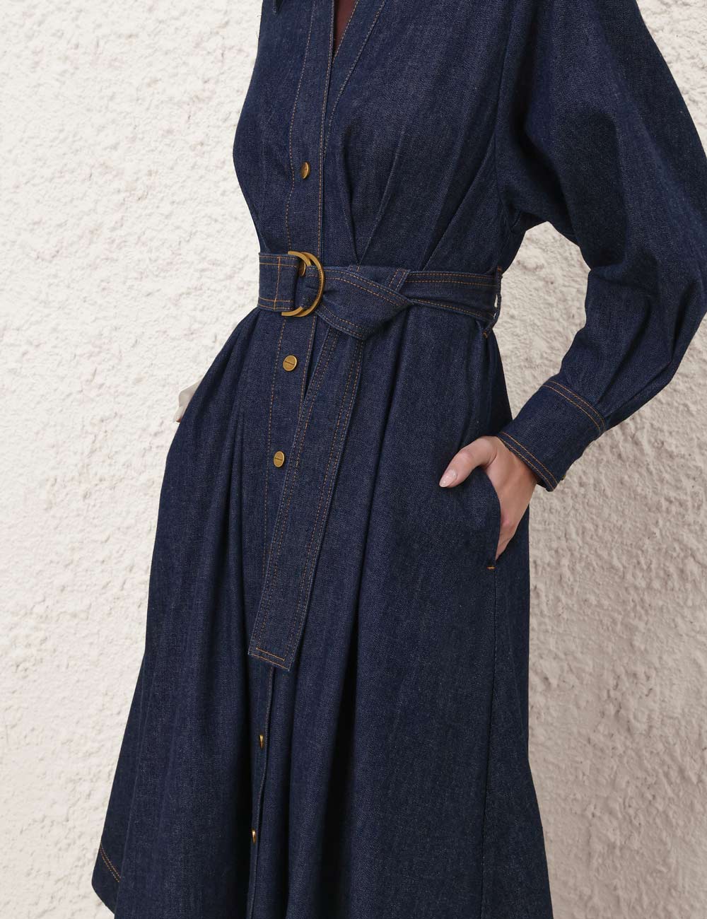 Denim Midi Shirt Dress