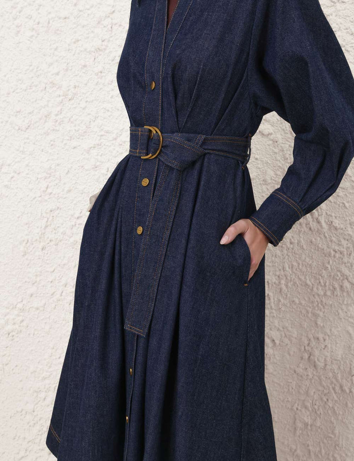 Denim Midi Shirt Dress