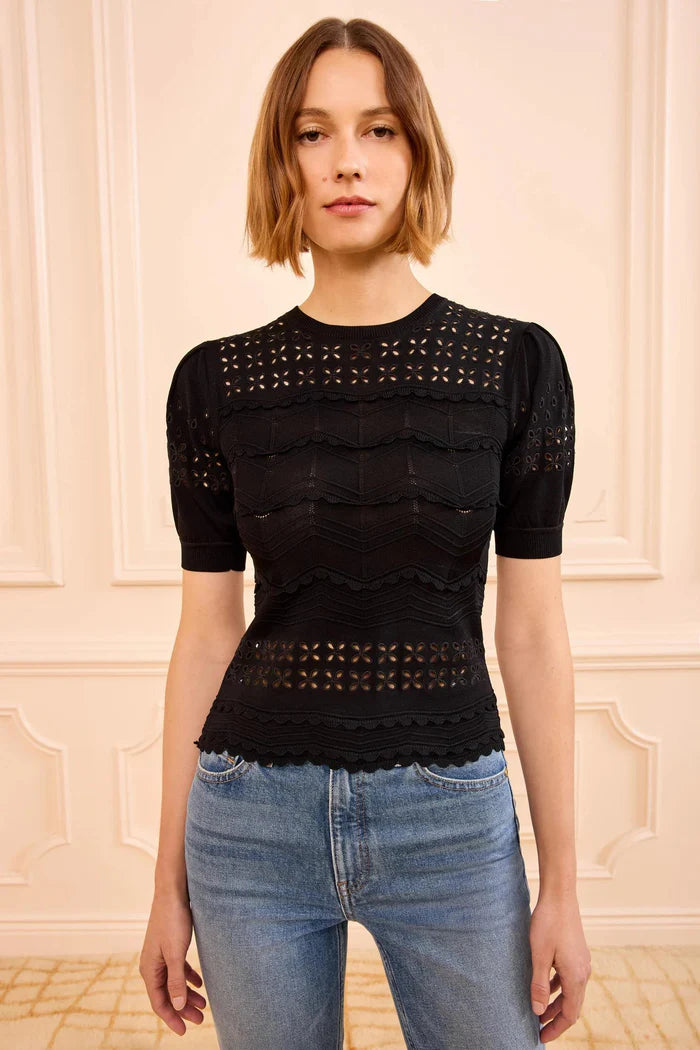 Marcelena Eyelet Knit Top