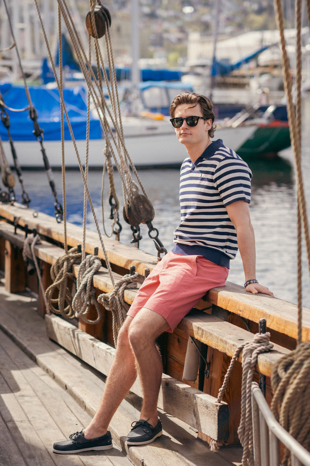 Striped Pointelle-Ribbed Polo Shirt