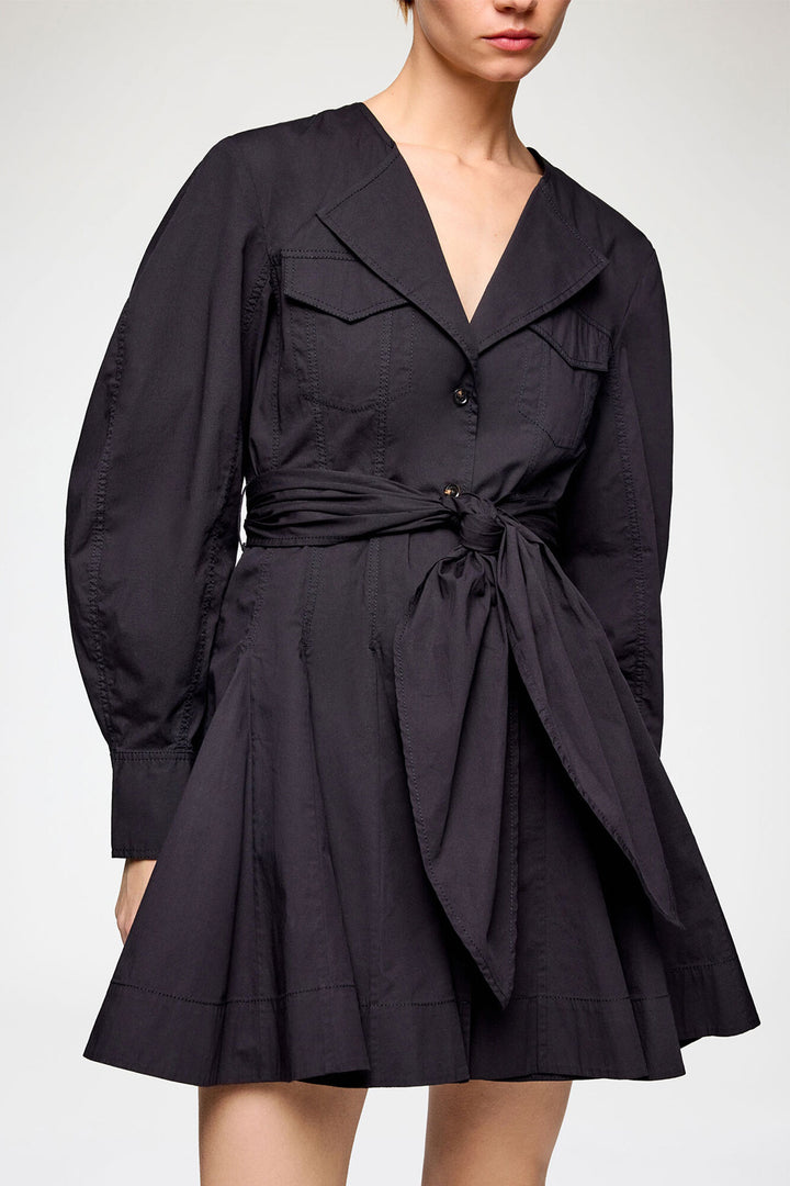 Stretch Cotton Mini Shirt Dress