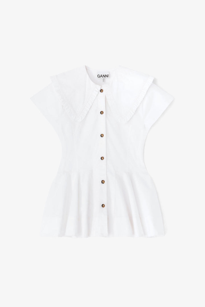 Stretch Cotton Peter Pan Collar Shirt