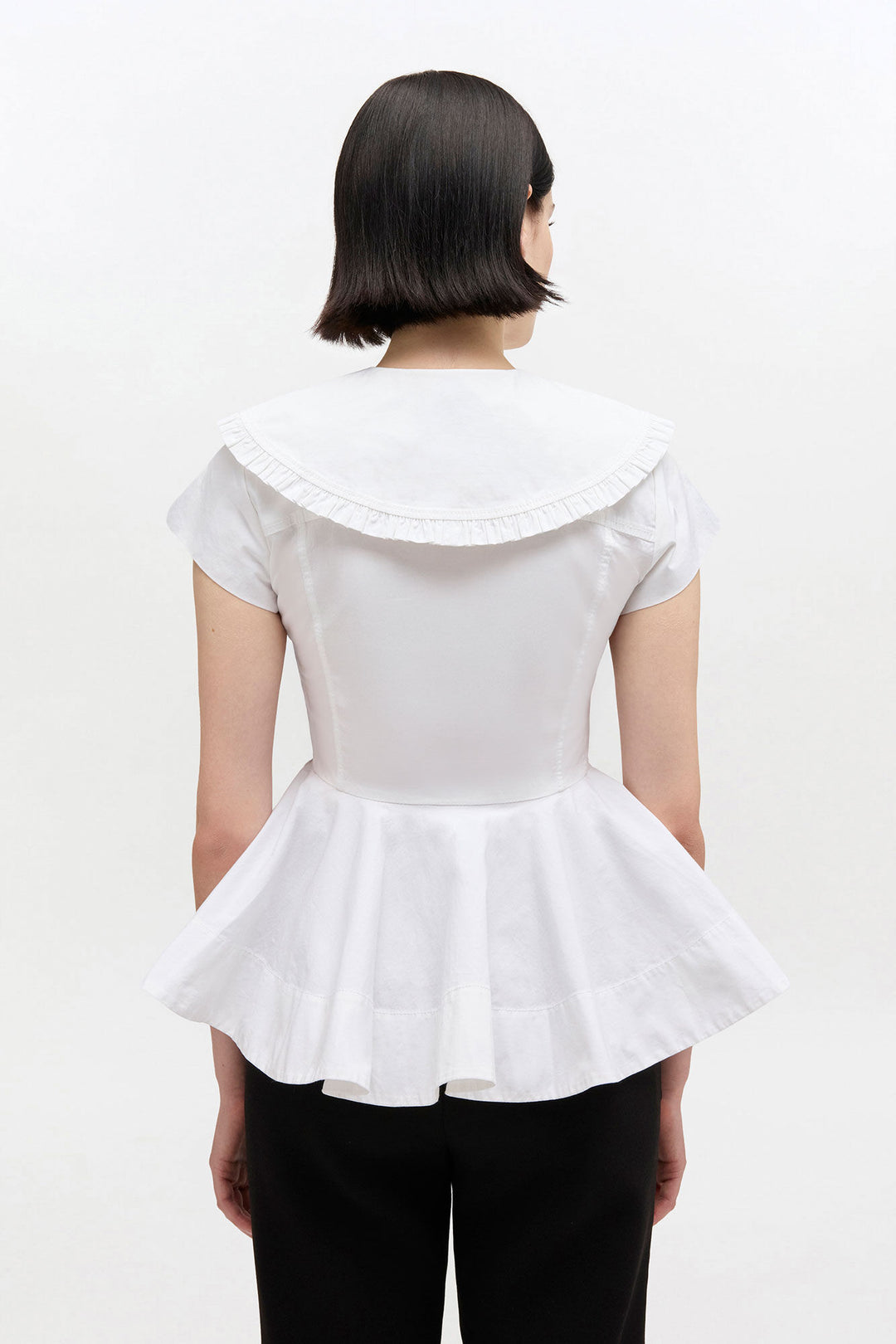 Stretch Cotton Peter Pan Collar Shirt