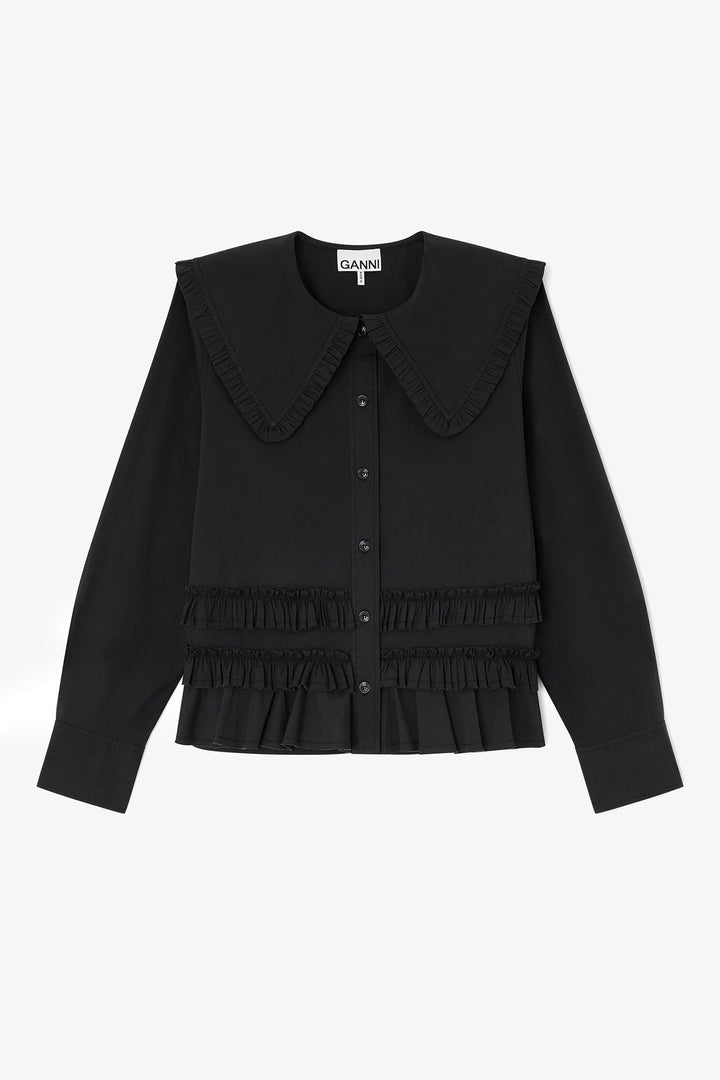 Stretch Cotton Shirt w. Frills